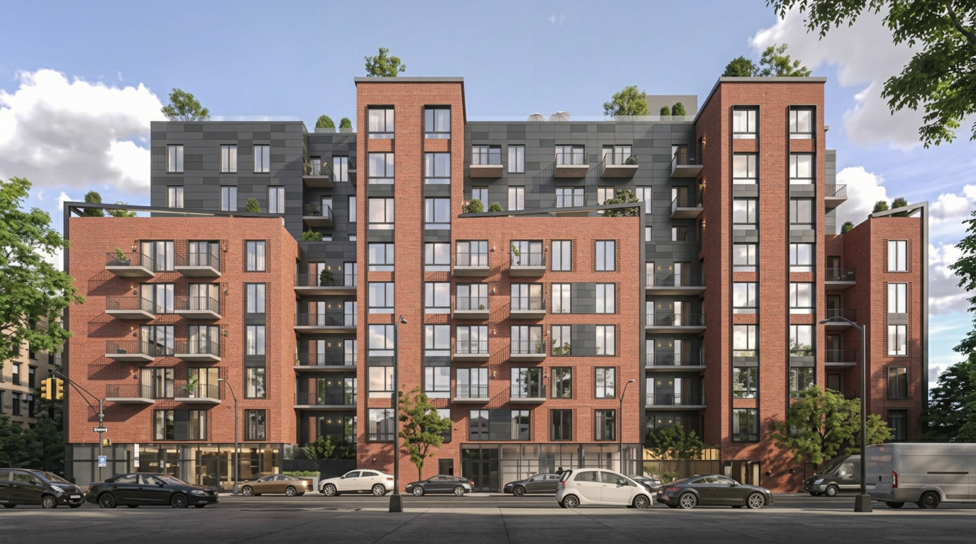 Modern multi-family brick building exterior
